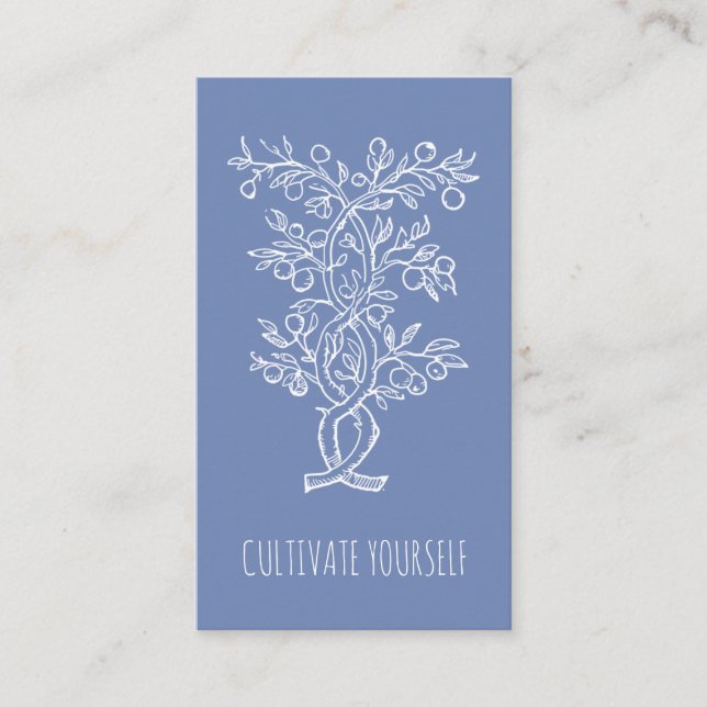 Carte De Visite Cultivez-vous Branche Entrelacée Bleu Fumé (Devant)