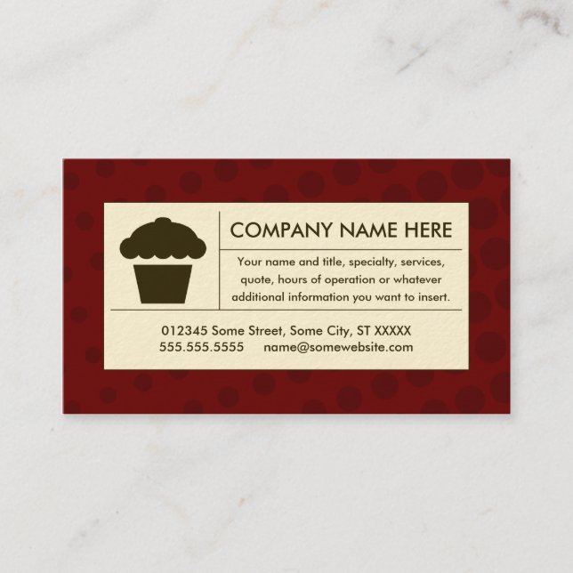 Carte De Visite cupcake à demi-teinte (Devant)