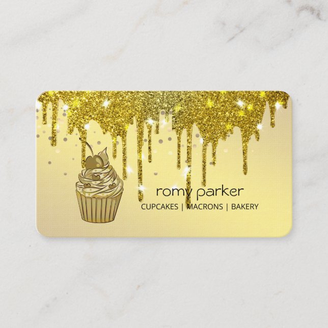 Carte De Visite Cupcake Accueil Boulangerie Pâtisserie Gold Drivin (Devant)