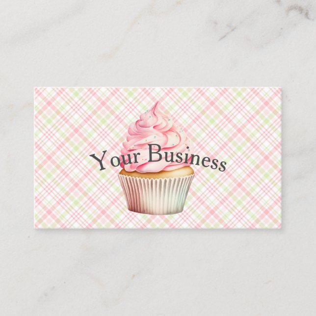Carte De Visite Cupcake Aquarelle Rose (Devant)