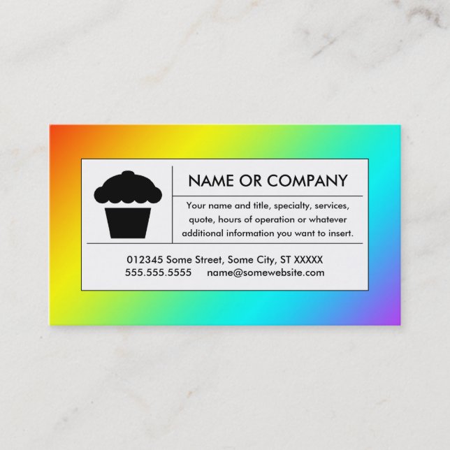 Carte De Visite cupcake arc-en-ciel (Devant)