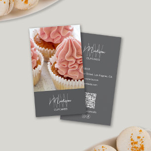 Carte De Visite Cupcake avec logo monogramme de boulangerie Photo