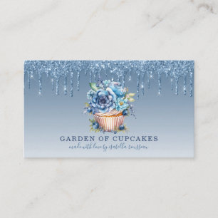 Carte De Visite Cupcake Baker Floral Cupcake Blue Parties scintill