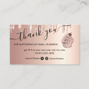 Carte De Visite Cupcake Bakery Pastry Chef Glitter Drips Rose Gold