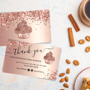Carte De Visite Cupcake Bakery Pastry Chef Glitter Drips Rose Gold