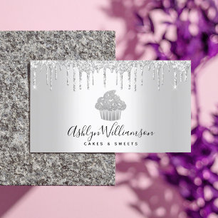 Carte De Visite Cupcake Boulangerie Pâtisserie Chef Argent Parties
