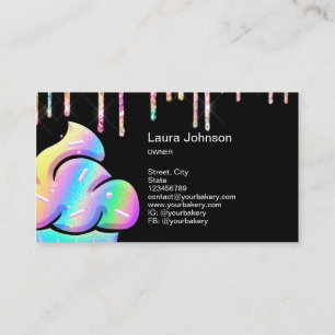 Carte De Visite Cupcake Boulangerie Pâtisserie Chef Holographique 