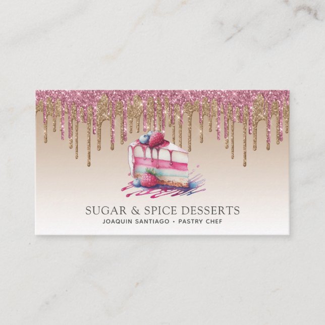 Carte De Visite Cupcake Boulangerie Pâtisserie Chef Parties scinti (Devant)