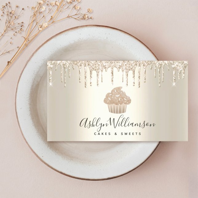 Carte De Visite Cupcake Boulangerie Pâtisserie Chef Parties scinti (Créateur téléchargé)
