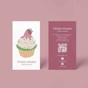 Carte De Visite Cupcake Boulangerie Pâtisserie Chef QR Code