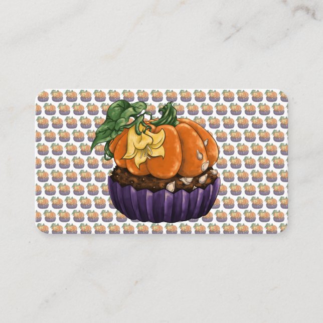 Carte De Visite Cupcake Citrouille (Devant)