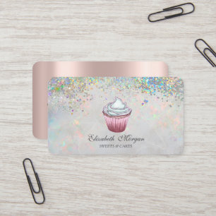Carte De Visite Cupcake Coloré Confetti Holographique