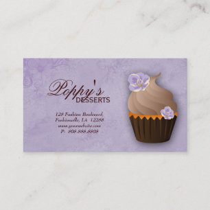 Carte de visite Cupcake Floral Purple Vintage