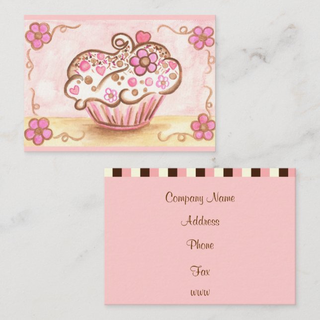 Carte de visite Cupcake Flower (Devant / Derrière)