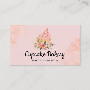 Carte De Visite Cupcake Gâteau Baker Pâtisserie Chef rose