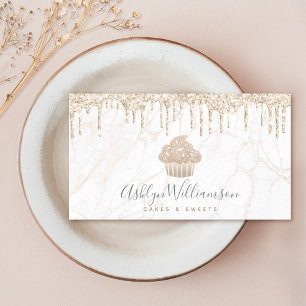Carte De Visite Cupcake Gold Parties scintillant Drives Marble Bak