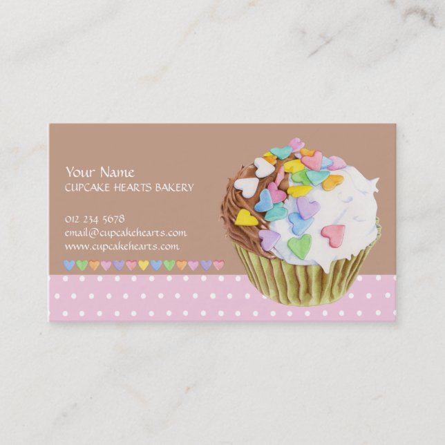 Carte de visite Cupcake Hearts (Devant)