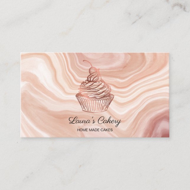 Carte De Visite Cupcake Home Bakery Rustic Vintage (Devant)