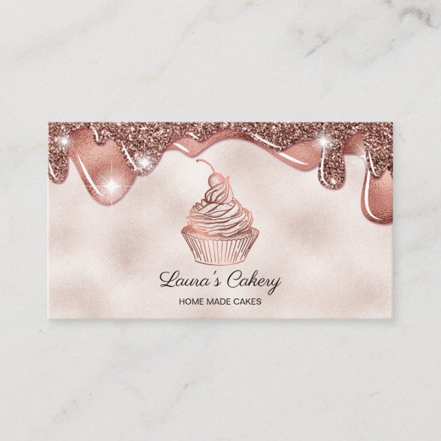 Carte De Visite Cupcake Home Bakery Rustic Vintage (Devant)