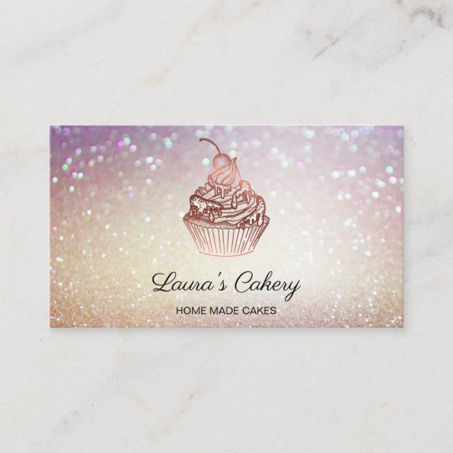 Carte De Visite Cupcake Home Bakery Rustic Vintage (Devant)