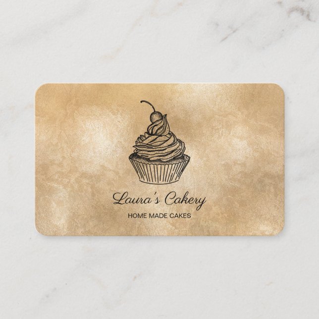 Carte De Visite Cupcake Home Bakery Rustic Vintage (Devant)