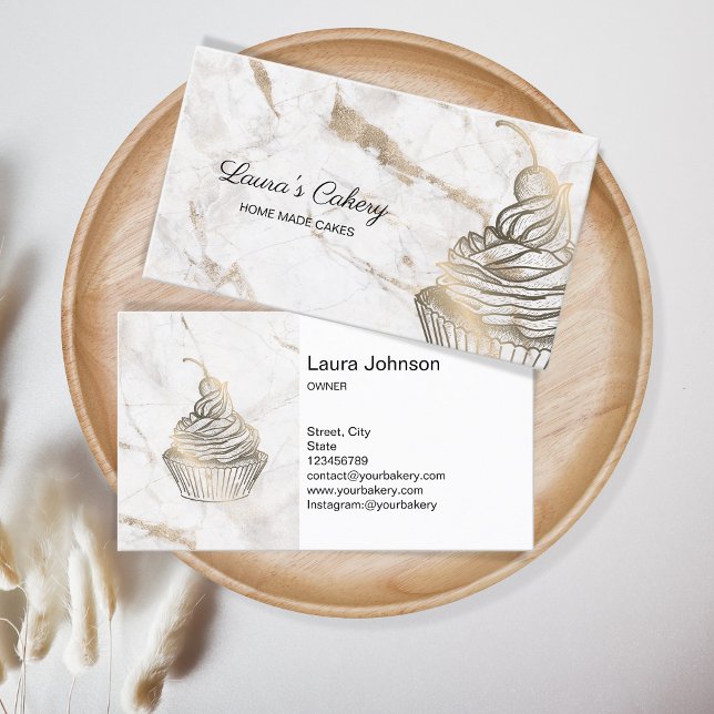 Carte De Visite Cupcake Home Bakery Rustic Vintage (Créateur téléchargé)