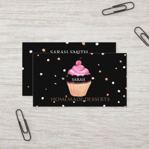 Carte De Visite Cupcake Logo boulangerie Chef, mignonne