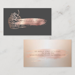Carte De Visite Cupcake professionnel rose gold pinceau stroke
