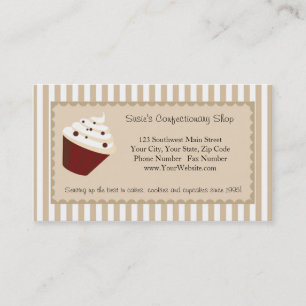 Carte de visite Cupcake, rayures mocha douces