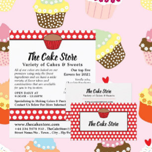 Carte De Visite Cupcake Rouge & Potage Polka, Cake Maker, Cake Sto