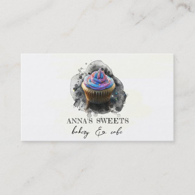 Carte De Visite *~* Cupcake Shop 3 QR Social Media Bakery (Devant)