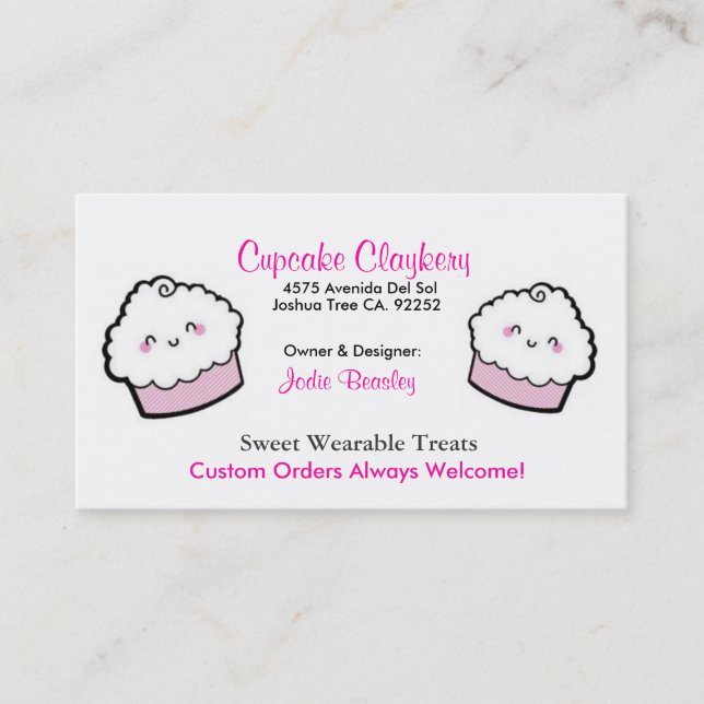 Carte De Visite Cupcakes-1, Cupcakes-2, petit gâteau Claykery, (Devant)