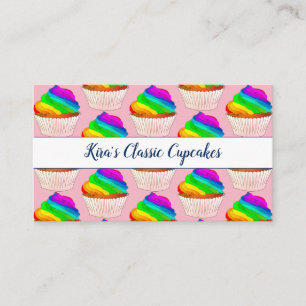 Carte De Visite Cupcakes Arc-En-Ciel Whimsical Baker Ou Boulangeri