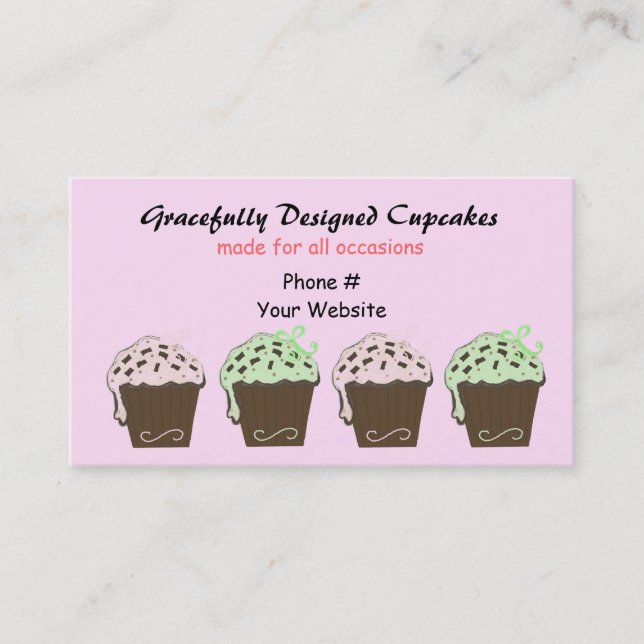 Carte De Visite Cupcakes au Moka et à la Menthe (Devant)