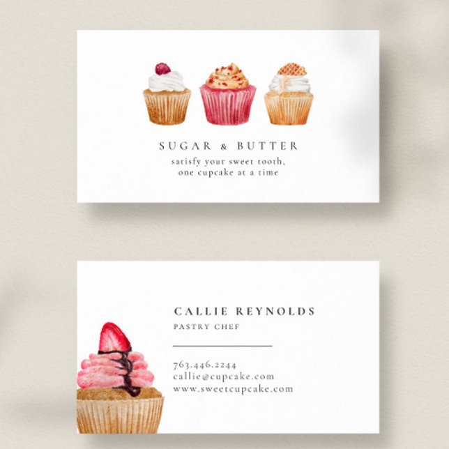 Carte De Visite Cupcakes Boulangerie Chef pâtisserie (Créateur téléchargé)
