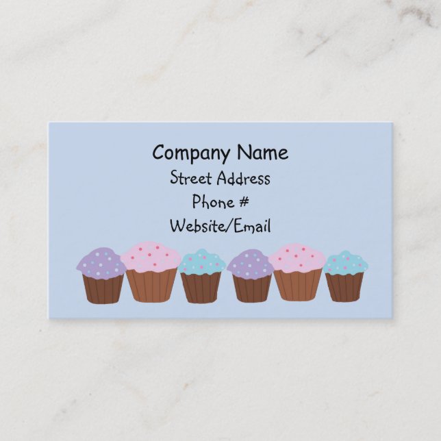Carte De Visite Cupcakes en rangée (Devant)