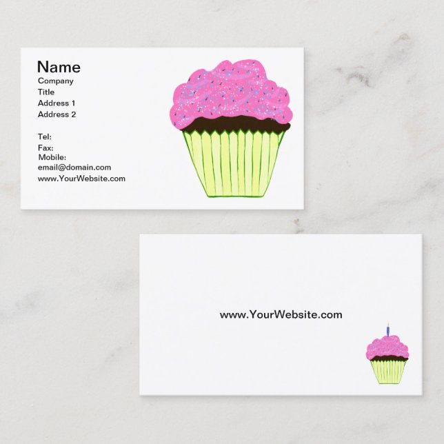 Carte De Visite Cupcakes Glacés Roses (Devant / Derrière)