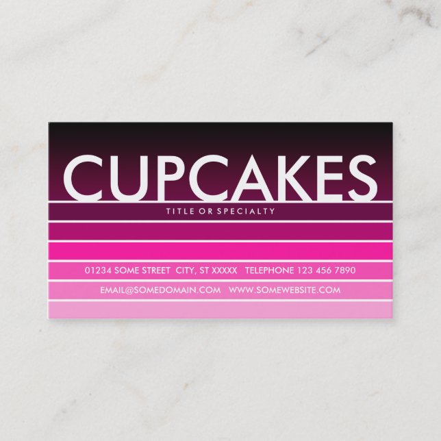 Carte De Visite CUPCAKES rose (Devant)