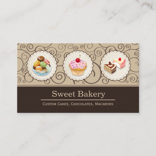 Carte De Visite Cupcakes sur mesure Macarons Sucsert boulangerie m (Devant)