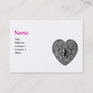 Carte De Visite CUPID LACE COEUR MONOGRAMME ,rose, fuchsia