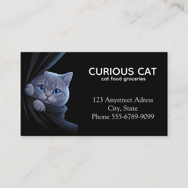 Carte De Visite Curieux Chat aux Yeux Bleus (Devant)