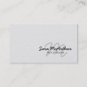 Carte de visite cursive de relecteur à monogramme