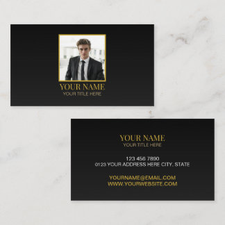 Carte De Visite Custom All Black and Gold Best Luxury Photo Name