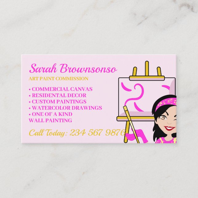 Carte De Visite Custom Artist Pink painting Canvas (Devant)