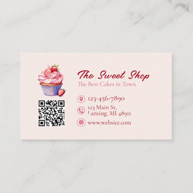 Carte De Visite Custom Bakery Business Card with QR Code  (Dos)