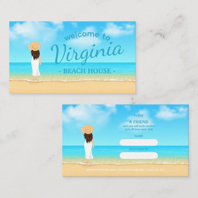 Carte De Visite Custom Beach House Referral Card  (Devant / Derrière)