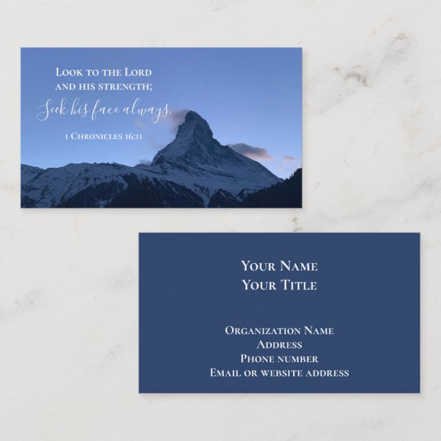 Carte De Visite Custom Bible Verse Swiss Alps Photo Template (Devant / Derrière)