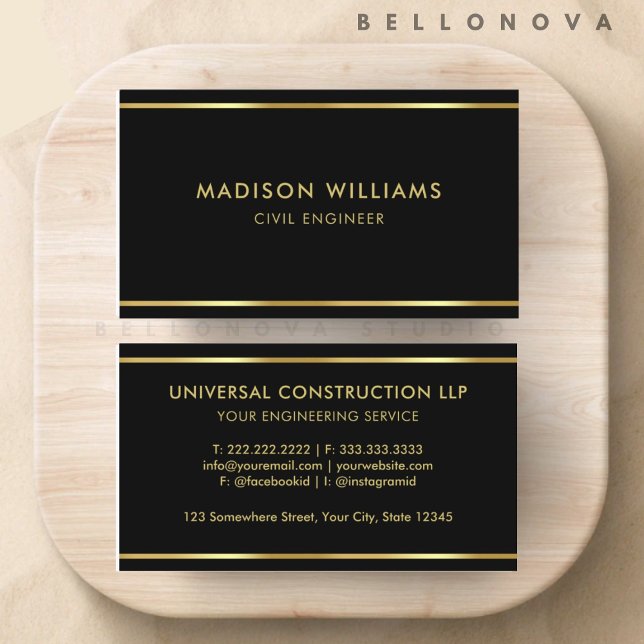 Carte De Visite Custom Black and Gold Premium Professional (Custom Black and Gold Premium Professional Business Card)