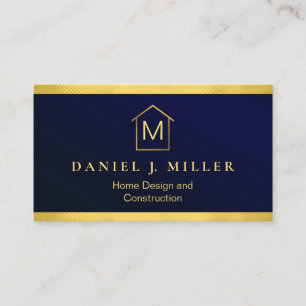 Carte De Visite Custom Blue + Gold Maison Construction Lux