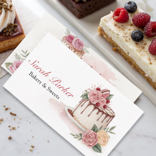 Carte De Visite Custom Cakes Boulangerie aquarelle pâtisserie